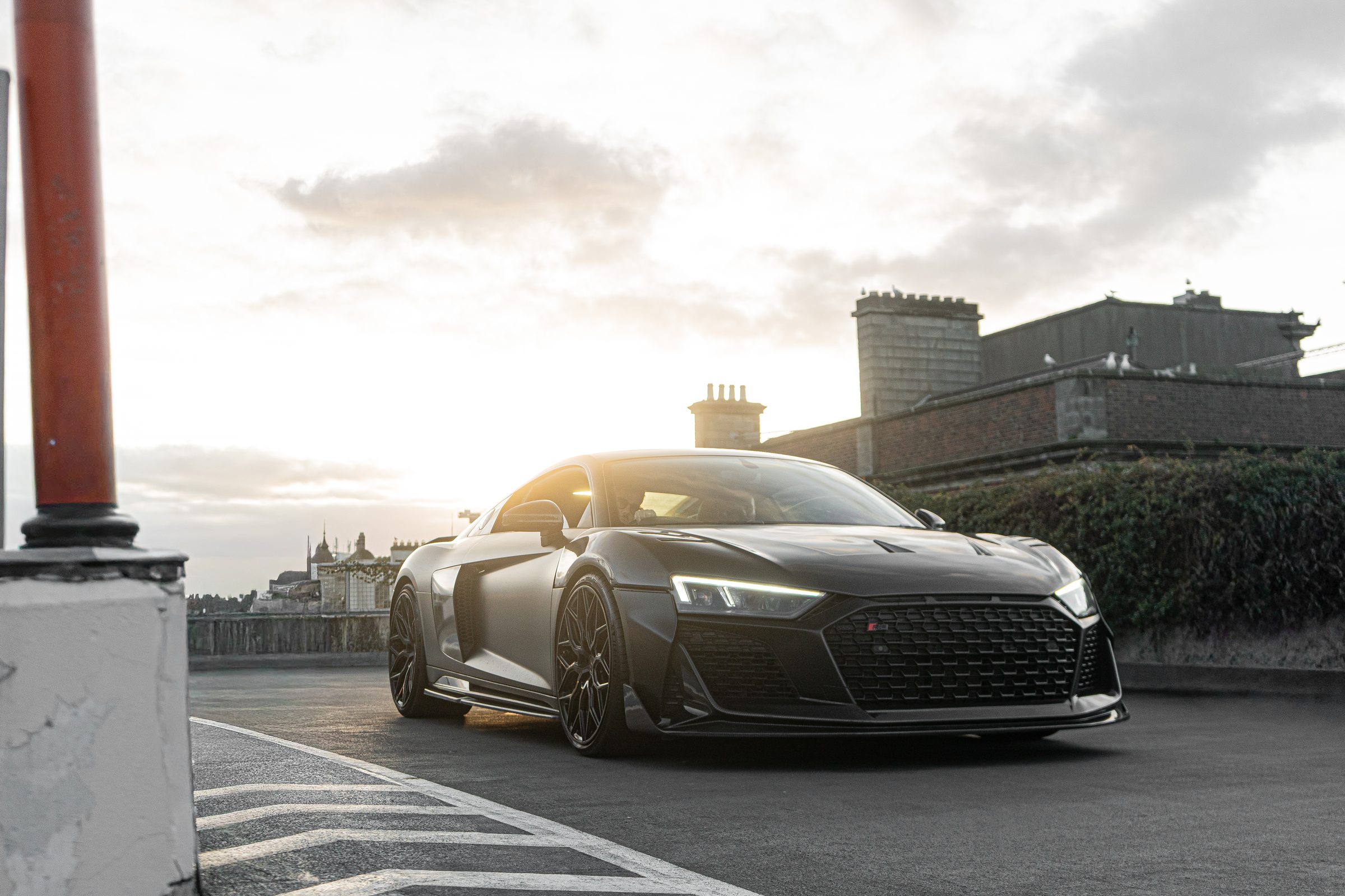 Audi R8 at golden hour, Dublin rooftop